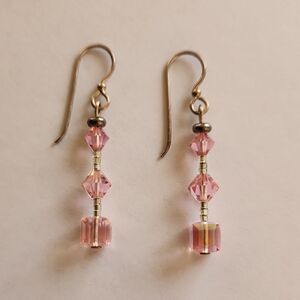 Elegant Pink Crystal Drop Earrings
